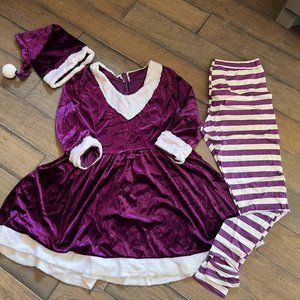Womens Velvety Purple Santa or Elf Costume